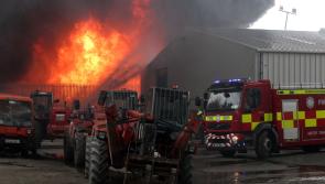 WATCH: Emergency Services attend scene of commercial fire in Limerick city