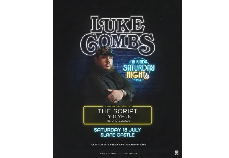 US country star Luke Combs to headline Slane Castle 2026 with The Script as special guests
